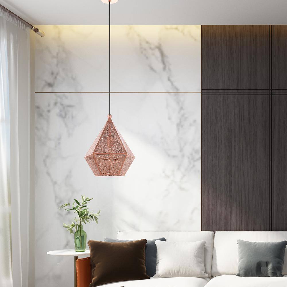 Rose Gold Filigree Metal Globe Pendant Light