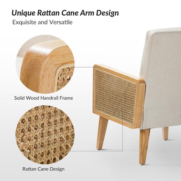 Delphine beige natural legs cane accent chair discount