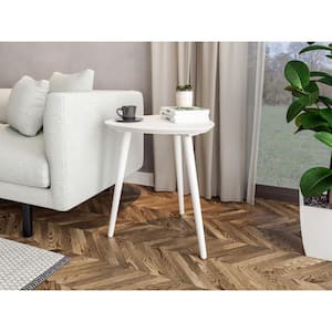 Mid Century 20.7 in. White Triangular Solid Wood End Table