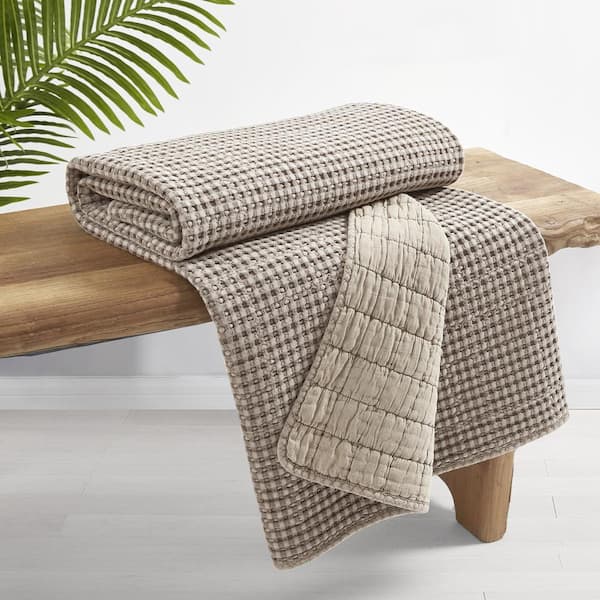 LEVTEX HOME Mills Waffle Taupe Quilted Throw Blanket L20632QT