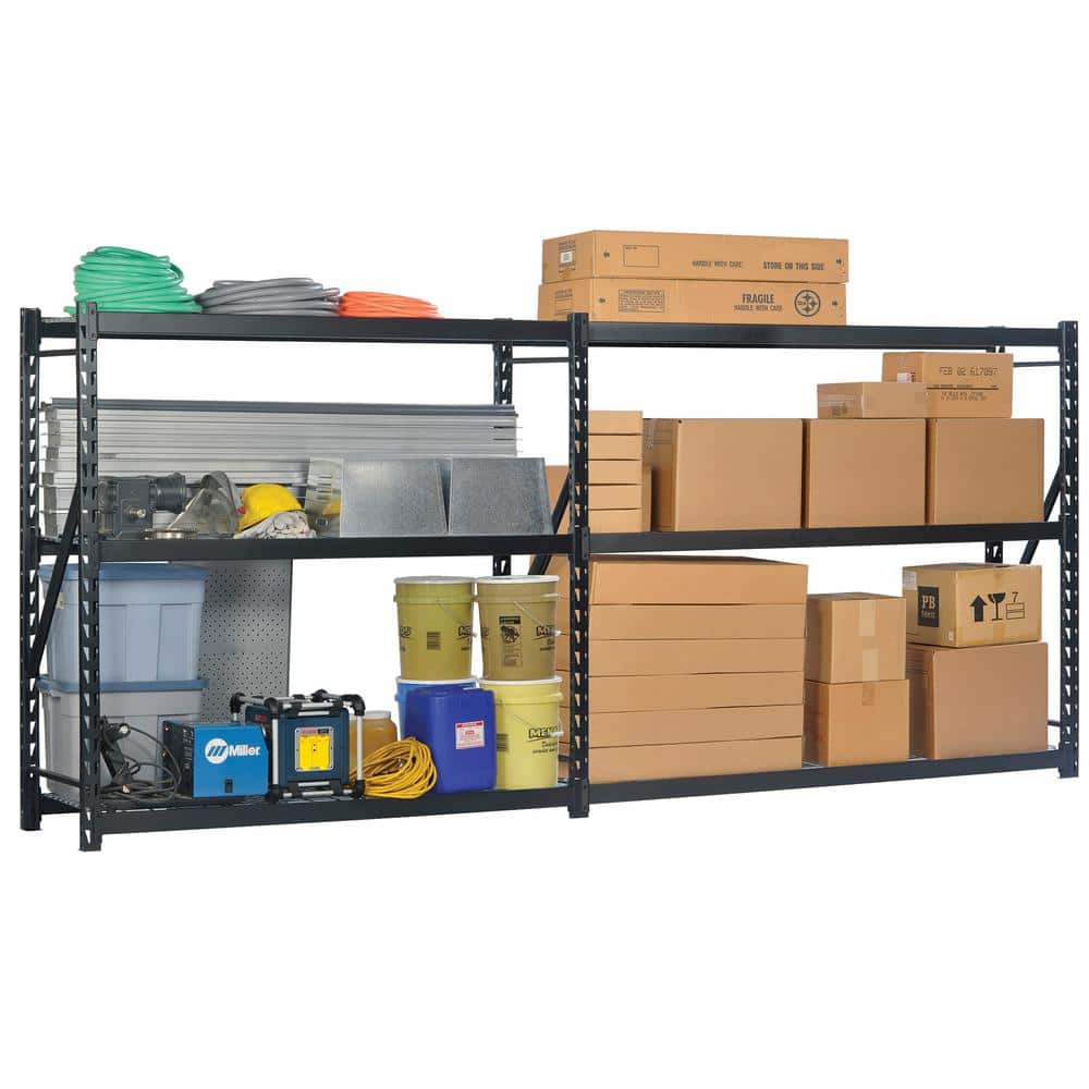 Muscle Rack 77" Black Steel Adjustable 3-Shelf Garage Shelving Unit