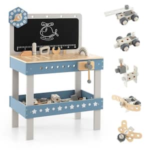 Kids Wooden Play Tool Workbench Workshop Table Pretend Play with Tools Set