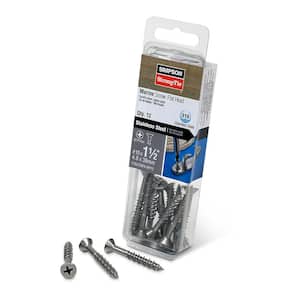 #10 x 1-1/2 in. #2 Phillips Drive, Flat Head, Type 316 Stainless Steel Marine Screw (12-Pack)