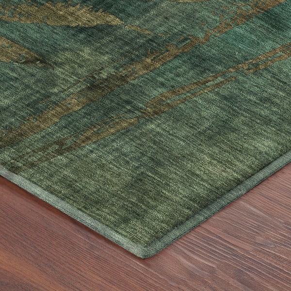 Mayfield Premium Machine Washable Abstract AMF2222 Green 5 ft. x 7 ft. 6 in. Area Rug