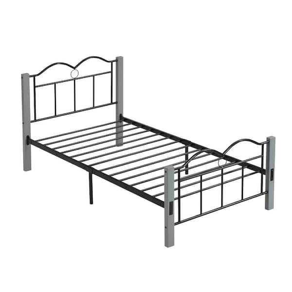 Qualfurn Metal Twin Size Platform Bed, Feet For Bed Frame Home Depot