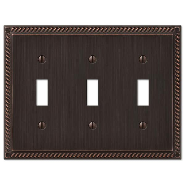 AMERELLE Georgian 3 Gang Toggle Metal Wall Plate - Aged Bronze