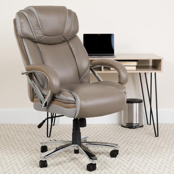 Flash Furniture Faux Leather Swivel Office Chair in Taupe