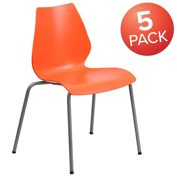 Carnegy Avenue Orange Plastic Stack Chairs (Set of 5)