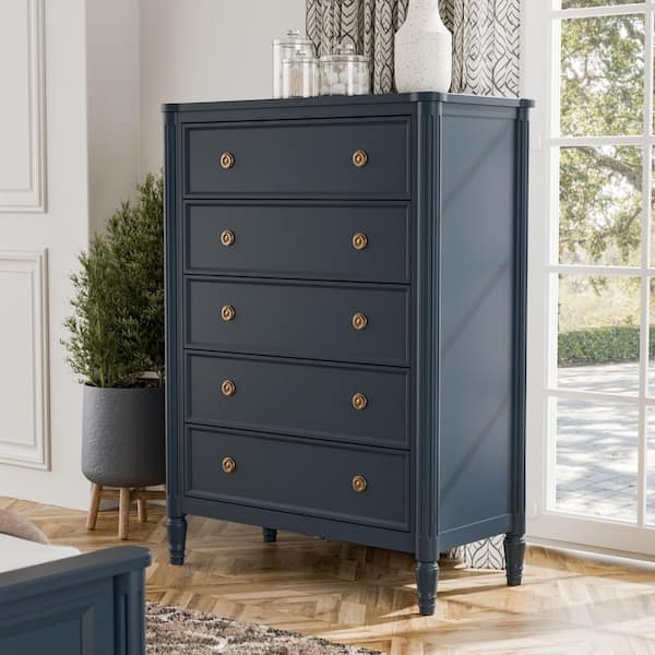Furniture of America Whitfield Modern French Blue 5-Drawer 38 in. Wide ...