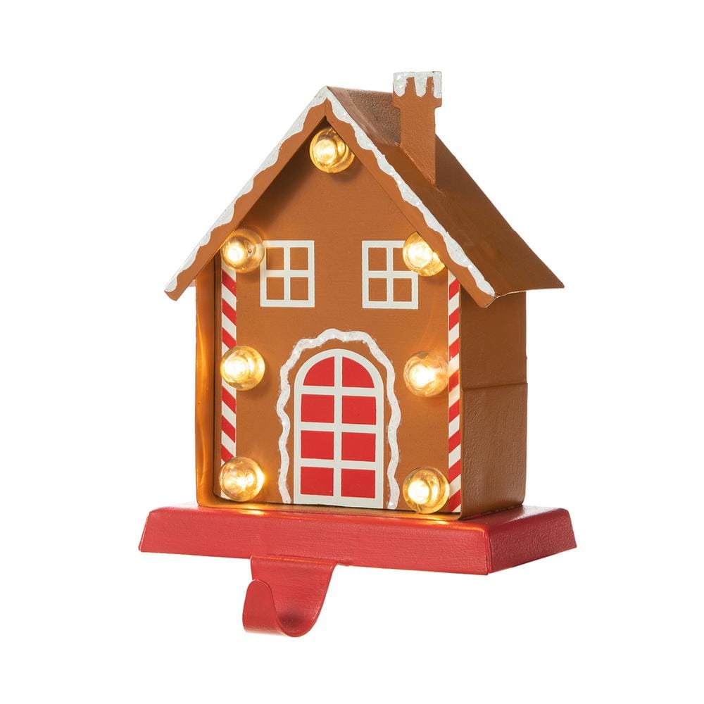 Glitzhome 6.75 in. H Marquee LED Metal Gingerbread House Christmas