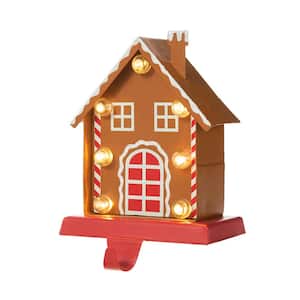 6.75 in. H Marquee LED Metal Gingerbread House Christmas Stocking Holder