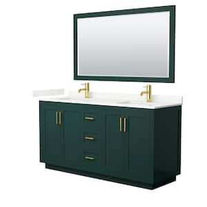 Miranda 66 in. W x 22 in. D x 33.75 in. H Double Bath Vanity in Green with Giotto qt. Top and 58 in. Mirror