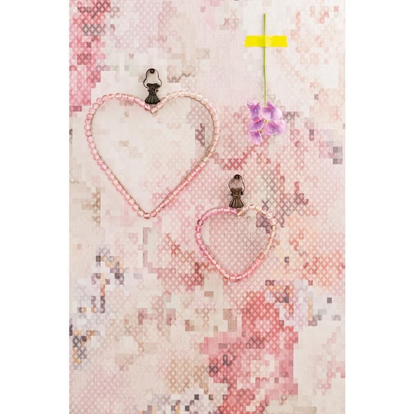 Walls Republic Geometric Pixelated Floral Pink and Purple Wallpaper