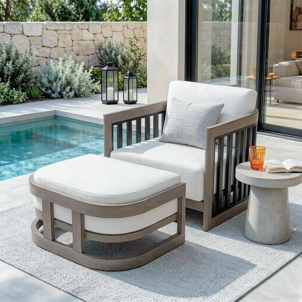 Sereno 2-Piece Gray Aluminum Outdoor Conversation Set with White Cushion