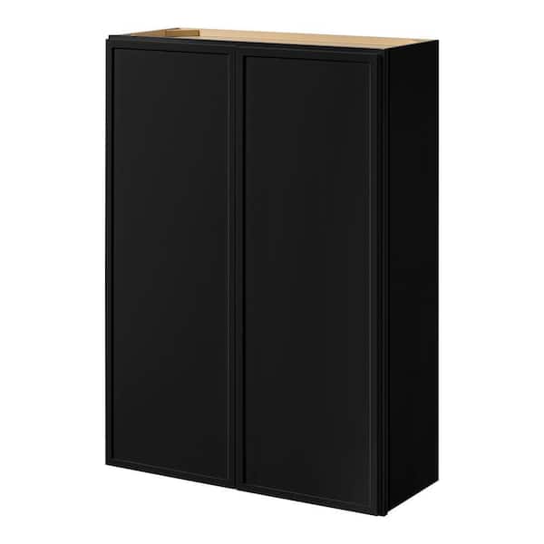 Leyton 30 in. W x 12 in. D x 42 in. H Ready to Assemble Plywood Slim Shaker Wall Kitchen Cabinet in Raven Black