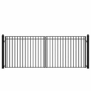 Madrid 16 ft. x 6 ft. Black Steel Dual Driveway Fence Gate