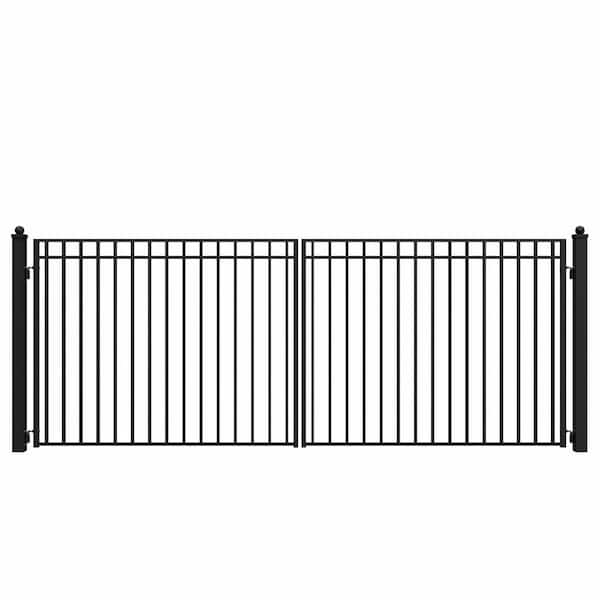 Madrid 16 ft. x 6 ft. Black Steel Dual Driveway Fence Gate