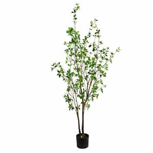 72 in Artificial Potted Baby Leaf Tree in Black Planters Pot.