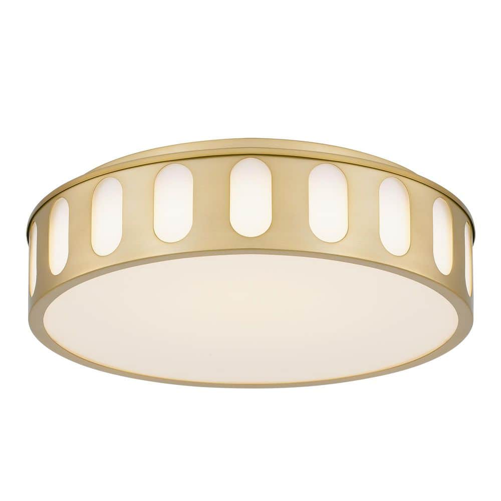 Opera 15.15 in. Antique Brass 5-CCT LED Flush Mount with Frosted Shade price history on PriceWatchPro