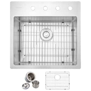 Professional Tight Radius 23 in. Drop-In Single Bowl 16 Gauge Stainless Steel Kitchen Sink with Accessories