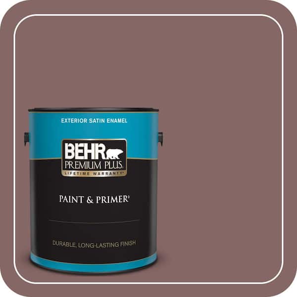 BEHR PREMIUM PLUS 1 gal. #130F-6 Brazil Nut Satin Enamel Exterior Paint & Primer