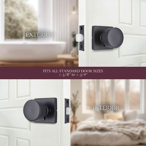 Ridgeway Gun Metal Privacy Bed/Bath Door Knob with Square Rose