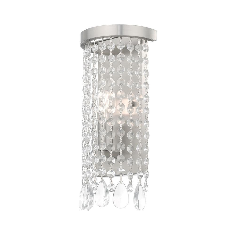 Brushed Nickel Crystal Shade 1-Light Wall Sconce