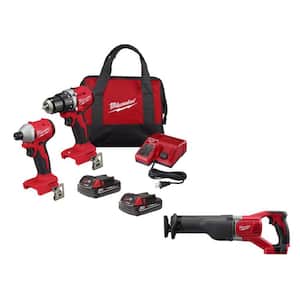M18 18V Lithium-Ion Brushless Cordless Compact Drill/Impact Combo Kit (2-Tool) with SAWZALL Reciprocating Saw
