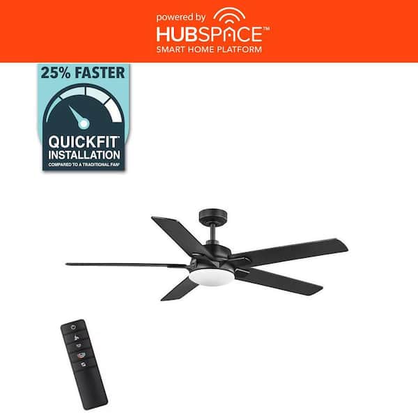 Greenhaven 60 in. White Color Changing LED Matte Black Smart Ceiling Fan with Light Kit and Remote Powered by Hubspace