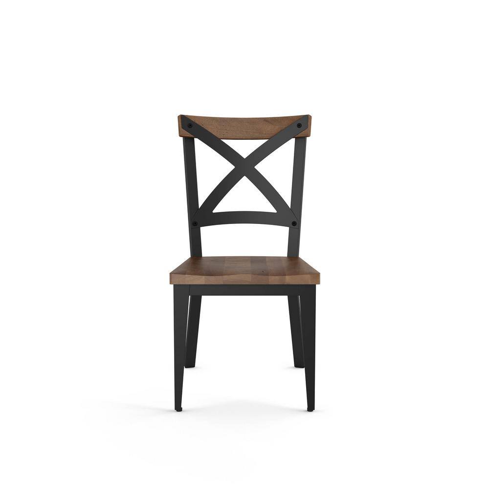 High Cross Back Brown Metal Side Chair