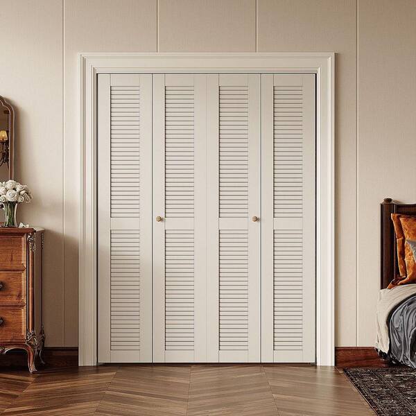 SOCBAZZAR 60 in. x 78.75 in. Full Panel Louvered Solid Core White