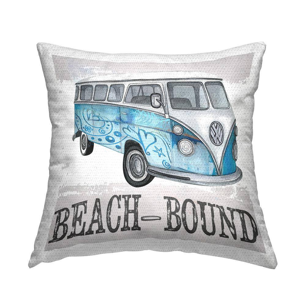 Beach Bound Vacation Retro Bus Blue Square Outdoor Throw Pillow price history on PriceWatchPro