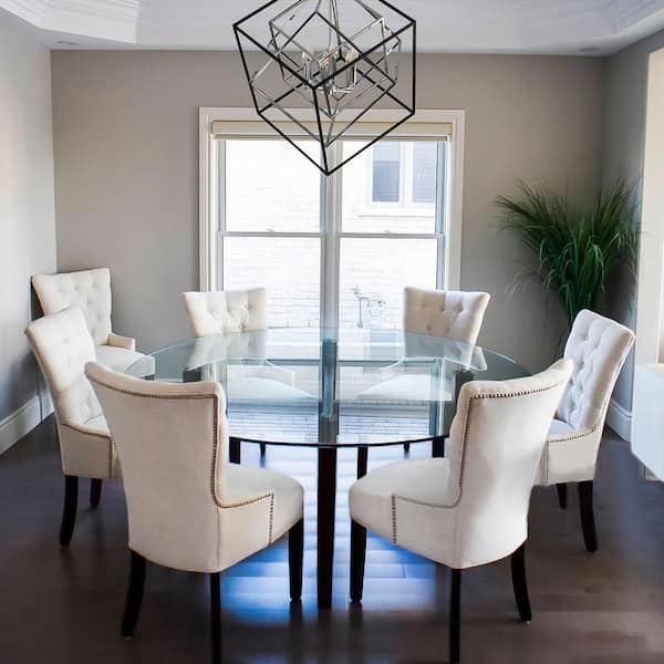 Fab Glass and Mirror 48 in. Clear Round Glass Table Top 1 4 in. Thickness Tempered Flat Edge Polished 48RT6THFLTE H