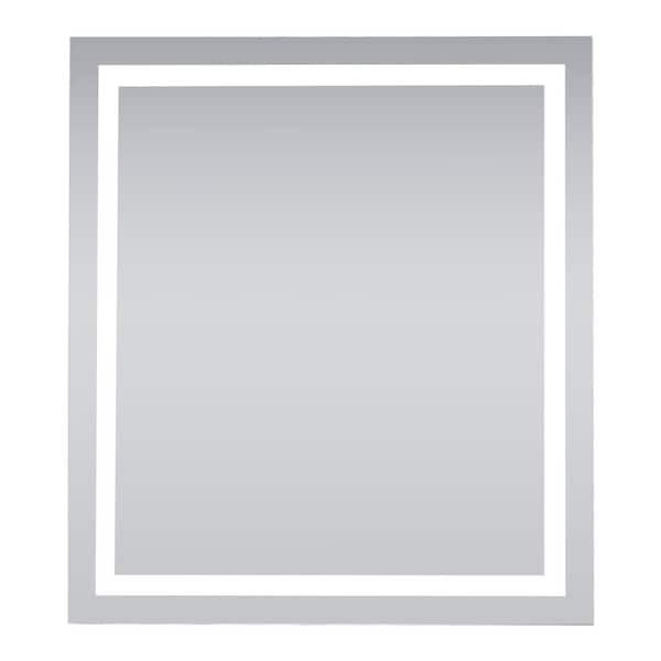 55 in. W x 30 in. H Rectangular Frameless LED Frontlit, RGB Backlit Anti-Fog Tempered Glass Wall Bathroom Vanity Mirror