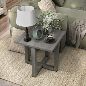 Tessi 24 in. Light Gray Square Wood Top End Table