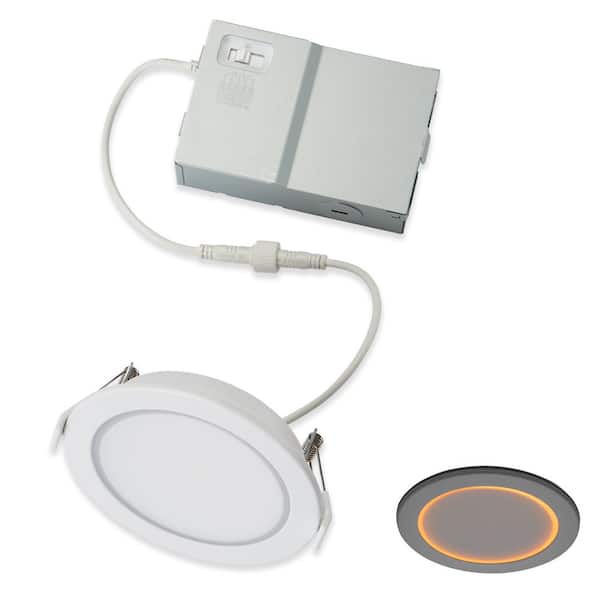 Commercial Electric 4 in. Canless Downlight Integrated LED Recessed Light Trim Inner Ring Facing Night Light Feature Adjustable CCT