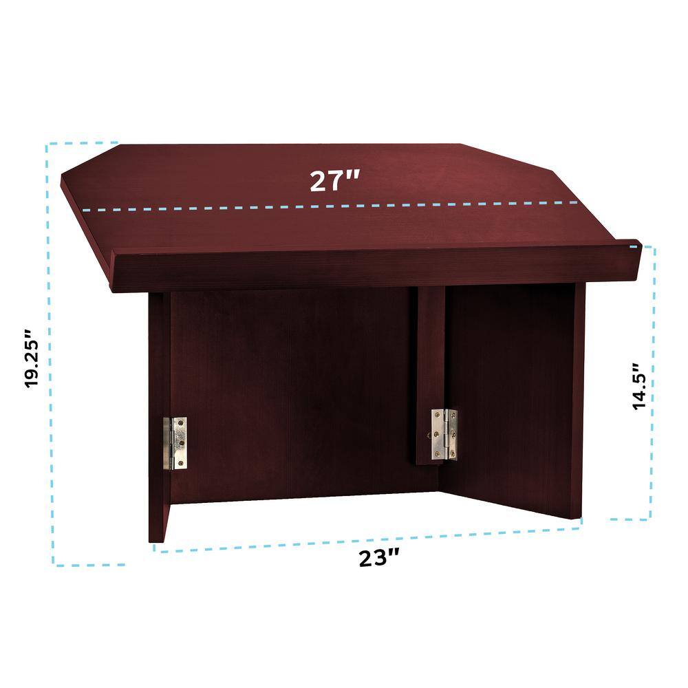 Mahogany Foldable Tabletop Presentation Lectern with Storage