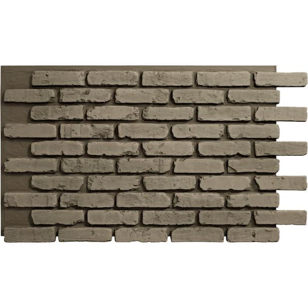 Ekena Millwork Everstone Aged Brick 27 in. x 46.875 in. Urethane Composite Faux Brick Panel Siding in Vintage White