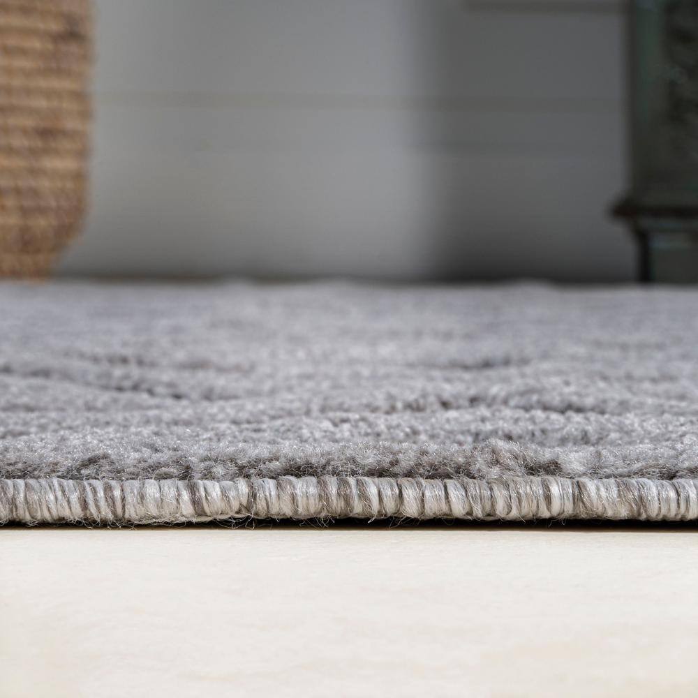 Elysian Light Gray Geometric Synthetic Indoor/Outdoor Rug