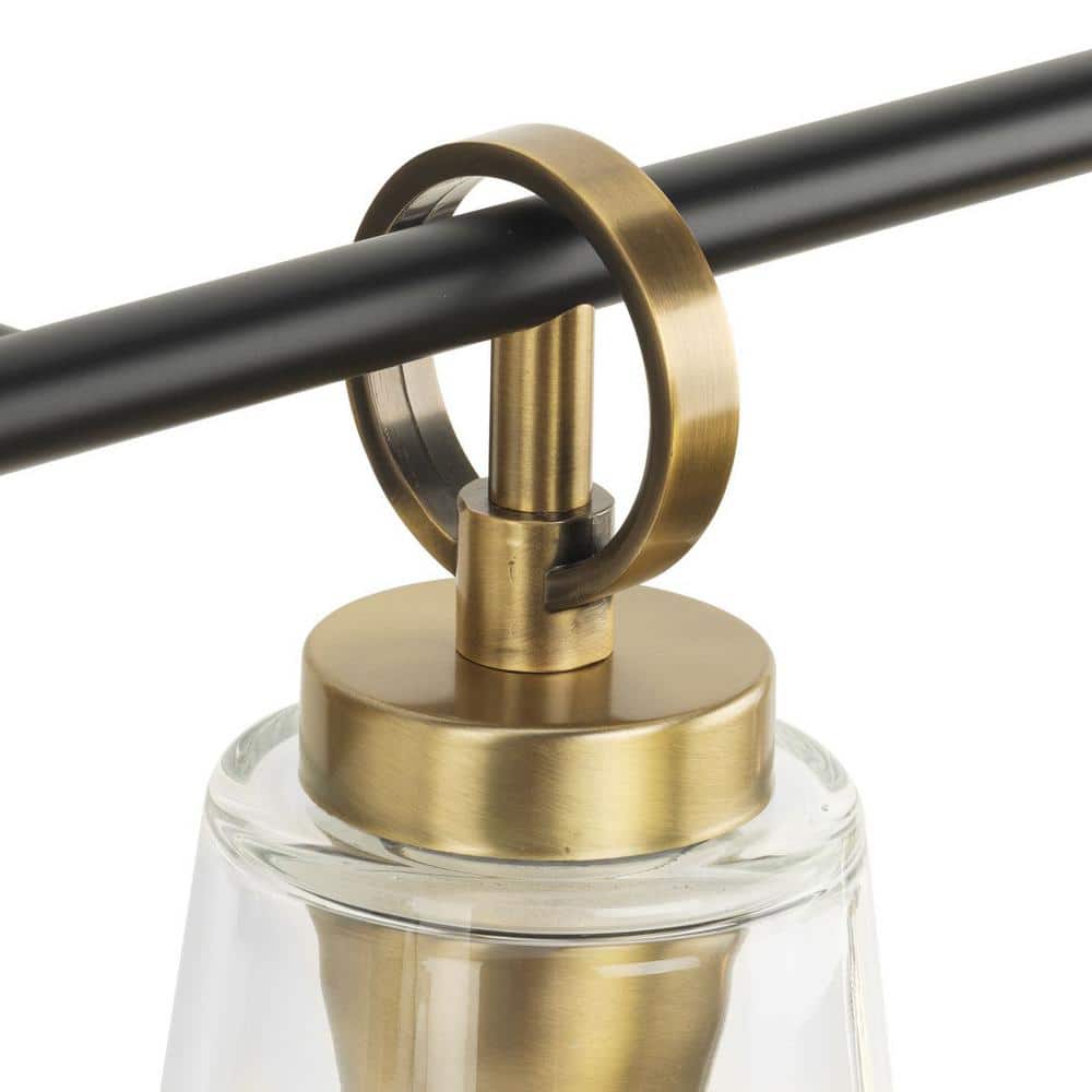 Cassell 4-Light Black and Brass Vanity Fixture with Clear Glass Shades