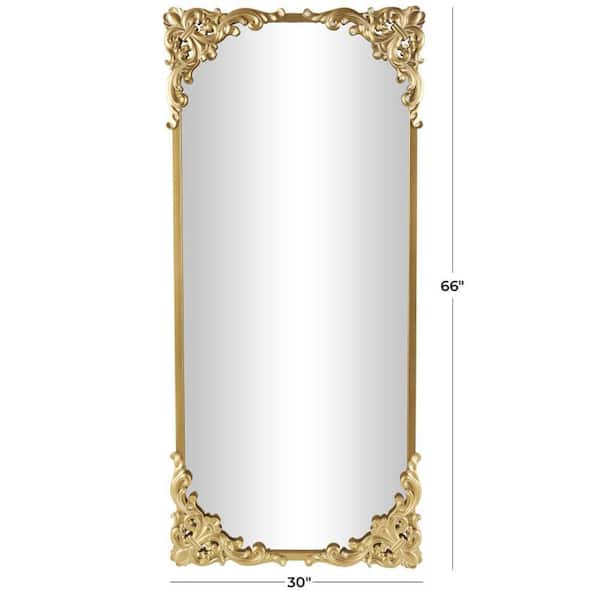 Marie 30 in. W x 66 in. H Gold Metal Polished Tall Ornate Baroque Floor Mirror