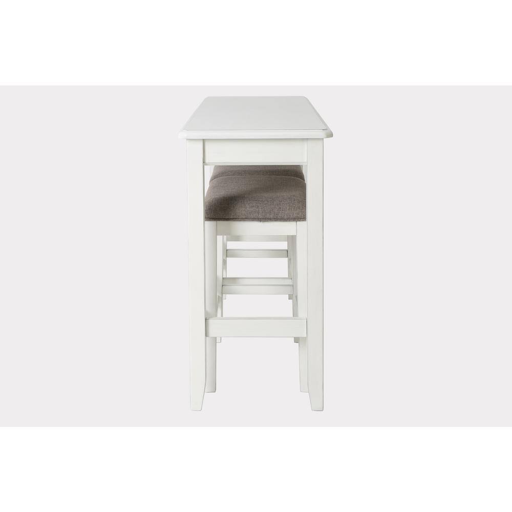 Classic White Pine and MDF Sofa Bar Table with Stools