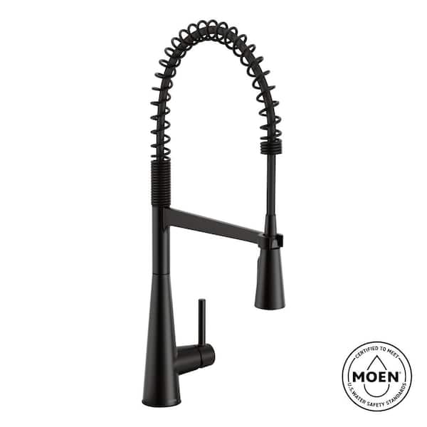Sleek Matte Black 23.25 in. H Spring Pull Down Sprayer Kitchen Faucet with 360 Degree Spout Swivel and Power Boost