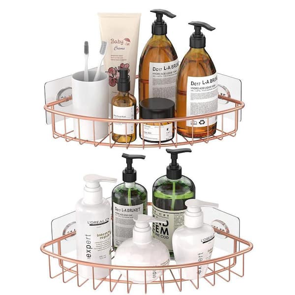 Cubilan Wall Mount Adhesive Stainless Steel Corner Shower Caddy Organizer  Shelf with 8 hooks in Matte Brown 2-Pack HD-BHB - The Home Depot