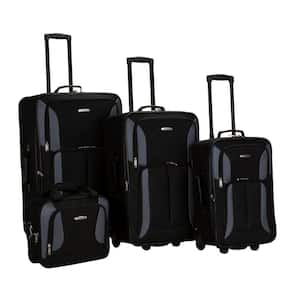 Journey Collection Expandable 4-Piece Softside Luggage Set, Black/Gray