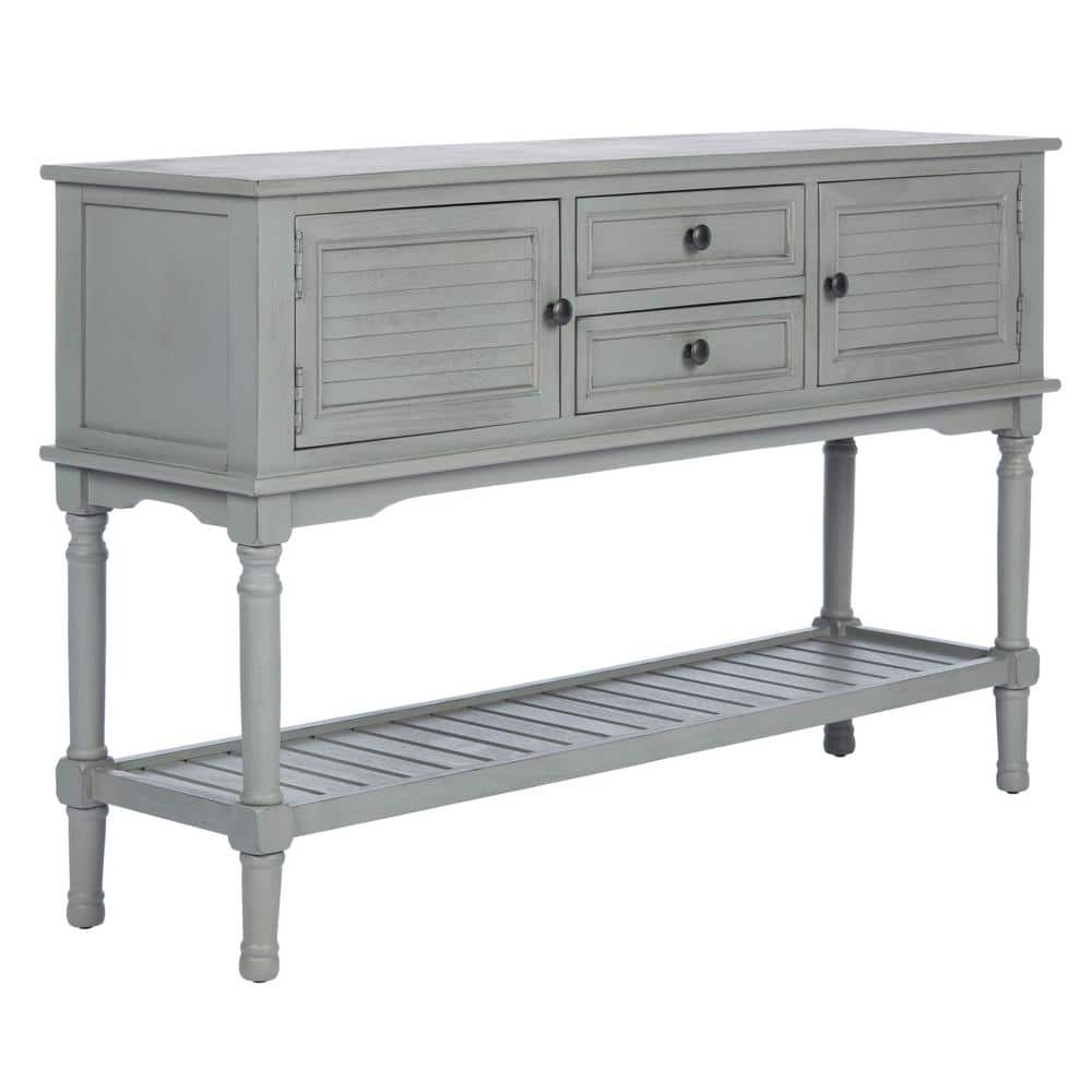 Distressed Gray Wood and Metal Hallway Table with Storage