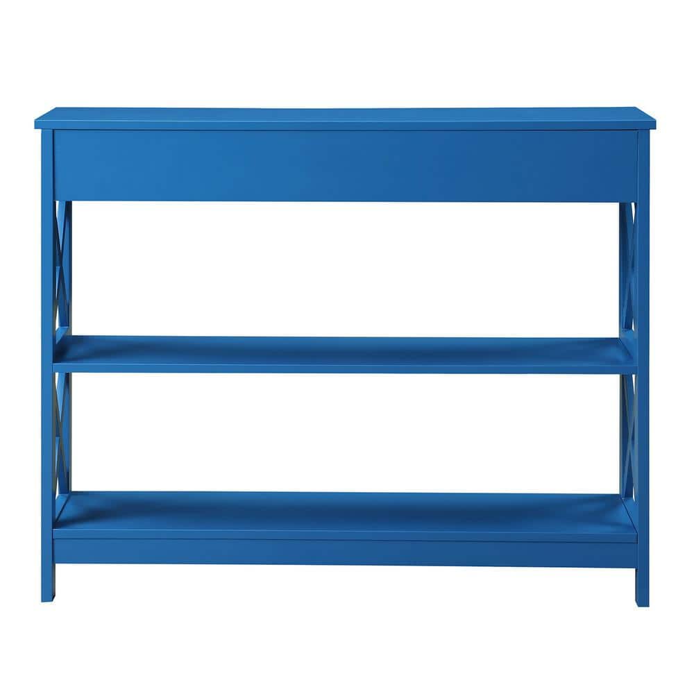 Modern Oxford Blue Console Table with Drawer and Shelves