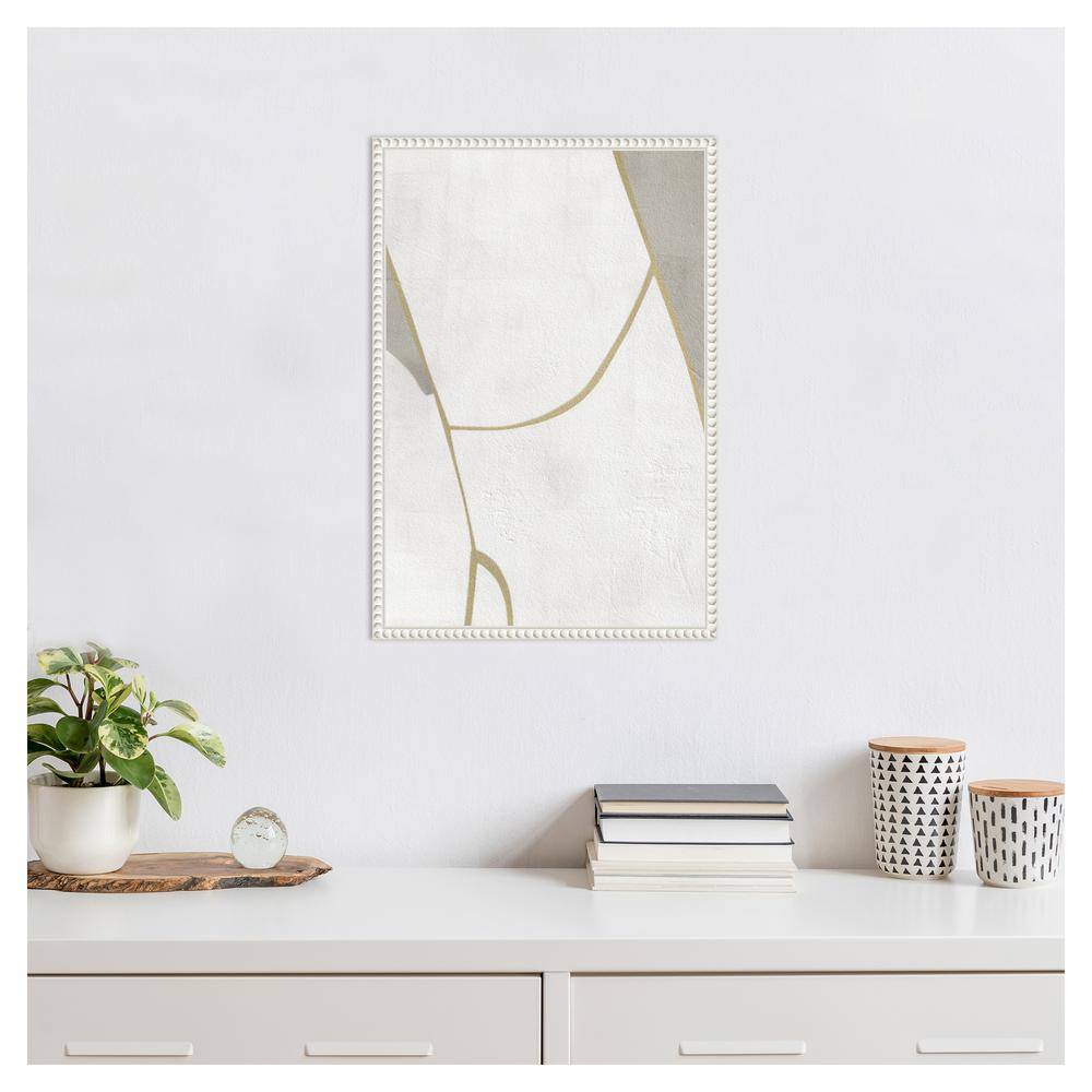 16" x 23" White and Gray Abstract Canvas Wall Art