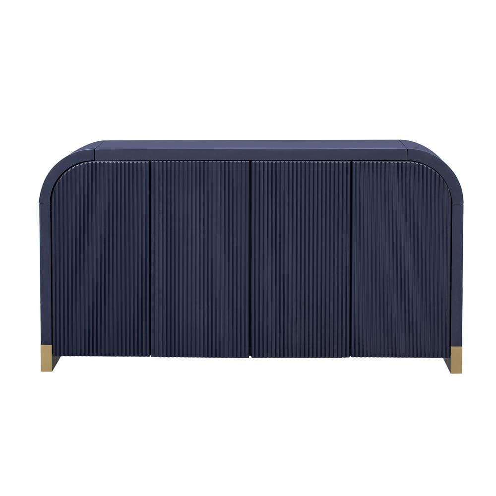 59.8 in. W x 15.7 in. D x 32.9 in. H Navy Blue Linen Cabinet with 4-Door Cu