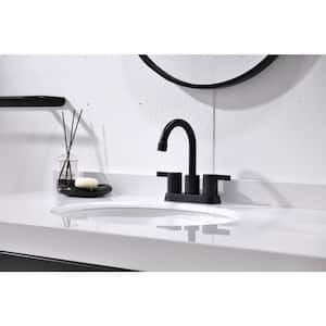 BF15 4 in. Centerset Double Handle Bathroom Faucet with Drain Kit in Matte Black